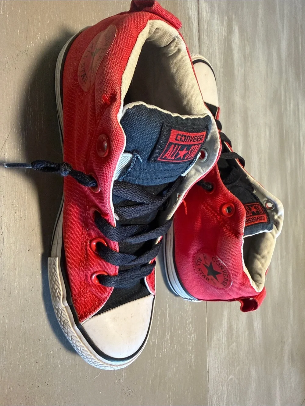 Converse Kids Red and Black High Top Sneakers